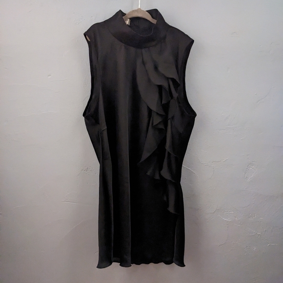 Kenar Black Sleeveless Ruffle Blouse - Picture 1 of 5